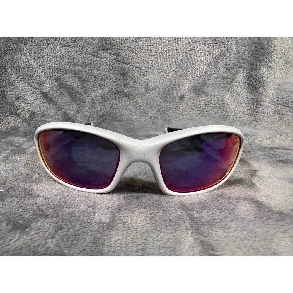 Oakley Sunglasses Mens White Purple Iridium Wrap Straight Jacket 04-329